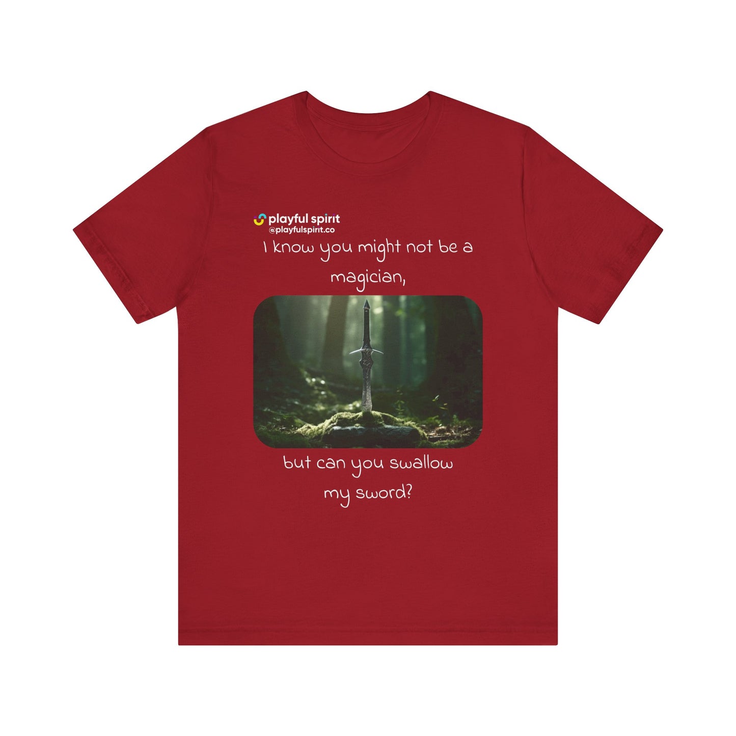 I know you might not be a magician, but can you swallow my sword? | Shirt
