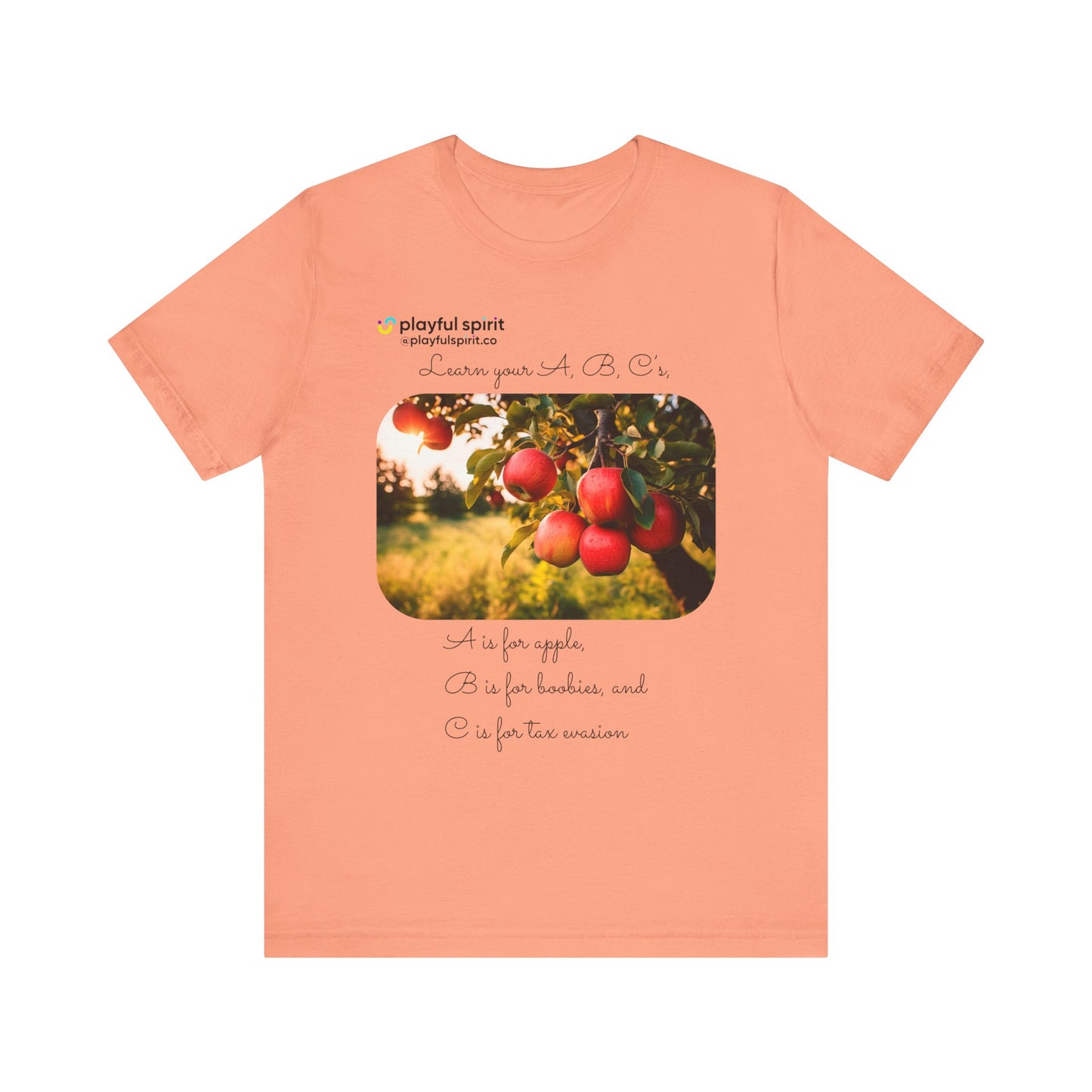 Learn your A, B, C’s, A is for apple, B is for boobies, and C is for tax evasion | Shirt