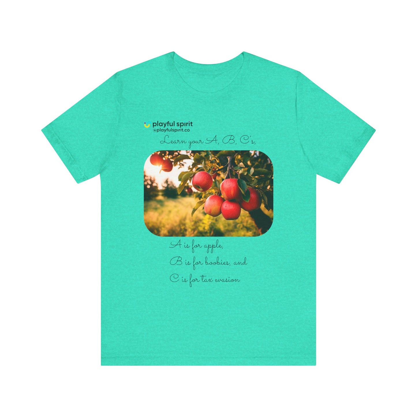 Learn your A, B, C’s, A is for apple, B is for boobies, and C is for tax evasion | Shirt