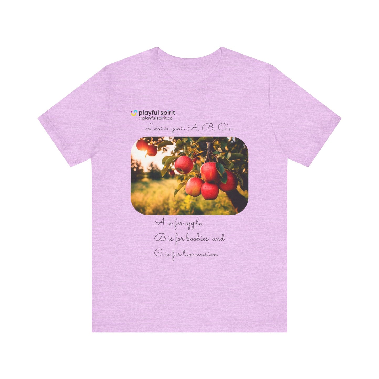 Learn your A, B, C’s, A is for apple, B is for boobies, and C is for tax evasion | Shirt